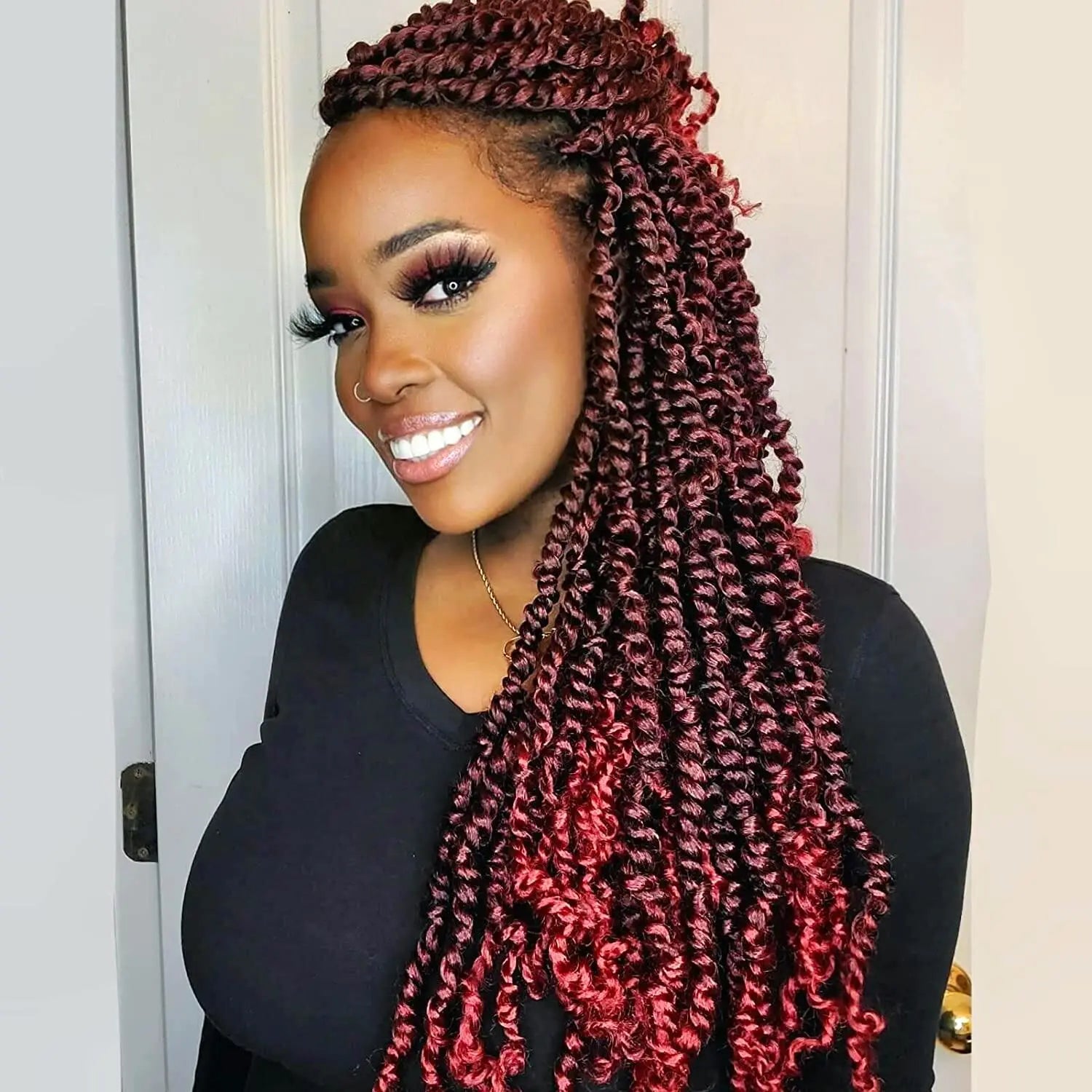 Clearance | TOYOTRESS Water Wave Passion Twist Hair 6/7 Packs - Ombre Orange Water Wave Crochet Braids Synthetic Braiding Hair Extensions Toyotress